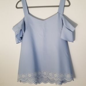 Cold Shoulder Eyelet Blouse Francesca's Sz L